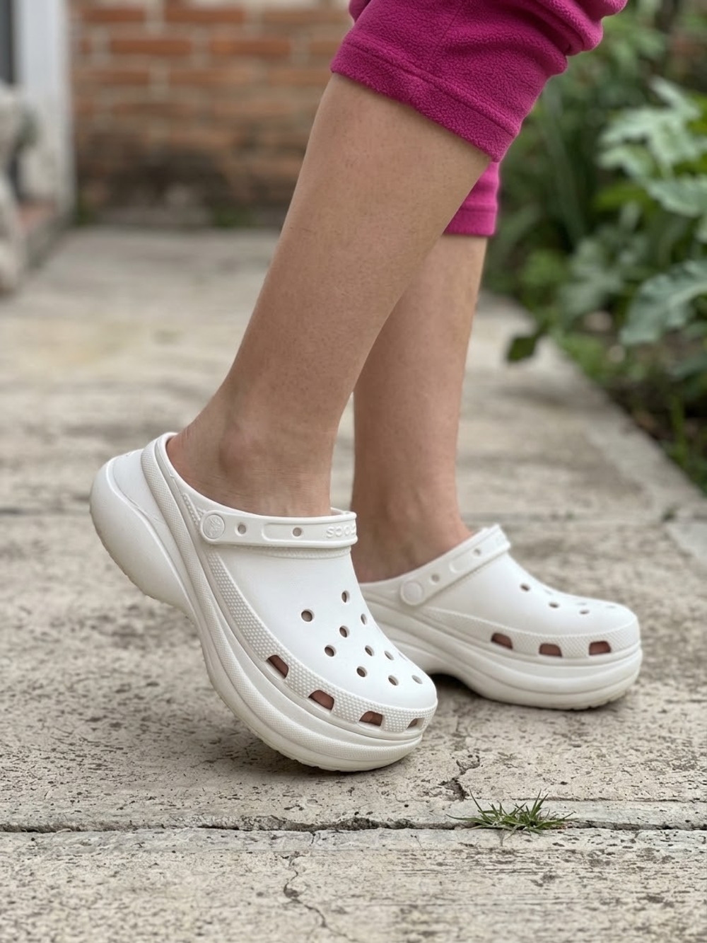 CROCS Women's White Platform Clog with Vent Holes